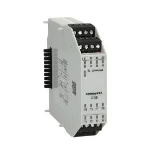 Módulo de expansão Wieland SP-DIO84-K-A 24Vcc com 4 entradas digitais, 4 saídas digitais, 4 I/Os configuráveis não seguros, montagem em trilho DIN e terminais a parafuso para automação industrial