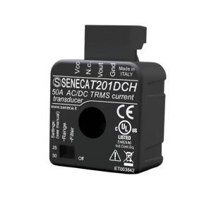 Transdutor de corrente CA/CC T201DCH Seneca efeito Hall 25-50A saída 0-10V para automação industrial