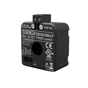 Transdutor de corrente CA/CC T201DCH50-LP Seneca efeito Hall 50A saída 4-20 mA loop powered IP20