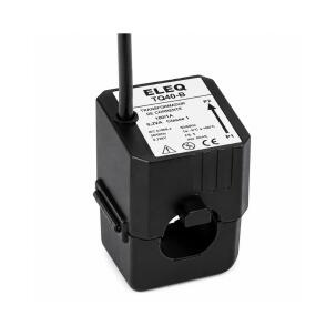 Transformador de corrente bipartido clip-on Eleq 4Q4B60 com relação 250A/5A, classe de precisão 0,5, diâmetro interno Ø18mm, cabo 0,5 metro e proteção IP20 para medição sem interrupção em painéis elétricos industriais e comerciais