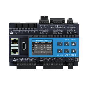 Analisador de Energia UMG 801 Trilho DIN 4 Canais de Tensão 8 Canais de Corrente 24-48VCC USB 2x Ethernet I/O 4/4 Precisão 0.2% Multicircuito