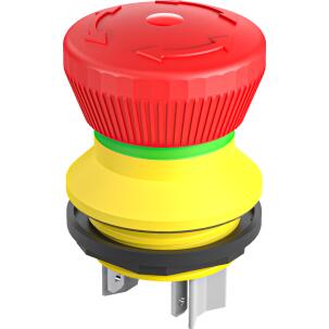 Botão de Emergência Monobloco Iluminado FRVKLOO 2NF Plástico IP65 22mm DC 24V Conexão Faston