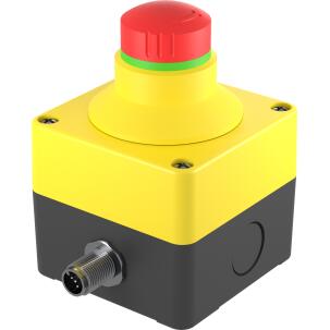 Botoeira com Emergência Iluminado SIL_QRBDUVOO_M125 2NF Plástico IP65 AC/DC 24V Conector M12