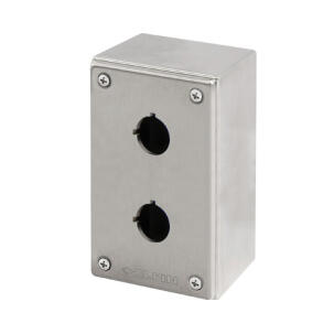 Botoeira Inox 040X0814-8P2 2 Furos 22mm Polida Sem Entrada de Cabos IP69K