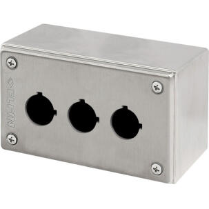 Botoeira Inox 040X0814-8P3 3 Furos 22mm Polida Sem Entrada de Cabos IP69K