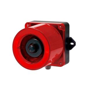 Sinalizador Audiovisual LED QWCD50-110/220-R 1 Cor Vermelho Buzzer 123dB 170mm 115-230 Vca IP66