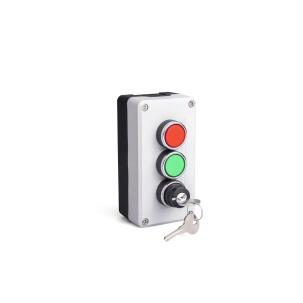 Botoeira Plástica Montada P31A2BA21 3 Botões Cinza Claro e Preto IP65