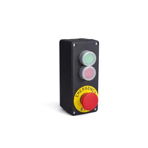 Botoeira Plástica Montada P4S-04 3 Botões Cinza Claro e Preto IP65