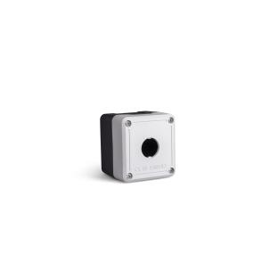 Botoeira Plástica PY1BOS 1 Furo 22mm Cinza e Preto Sem Entrada de Cabos IP65
