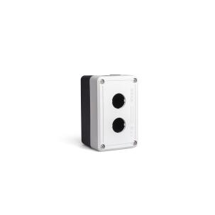 Botoeira Plástica PY2BOS 2 Furos 22mm Cinza e Preto Sem Entrada de Cabos IP65