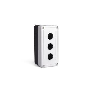 Botoeira Plástica PY3BOS 3 Furos 22mm Cinza e Preto Sem Entrada de Cabos IP65