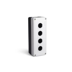 Botoeira Plástica PY4BOS 4 Furos 22mm Cinza e Preto Sem Entrada de Cabos IP65