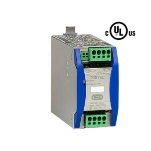 Fonte de Alimentação Chaveada TRETEC 2424 N Saída 24Vcc 24A Entrada Trifásica 360-500Vca Eficiência >95% Switch Paralelo 3 Dispositivos Switch Série 2 Dispositivos